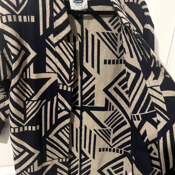 Old Navy Blue & White Geometric Open Front Coat - Picture 6 of 11